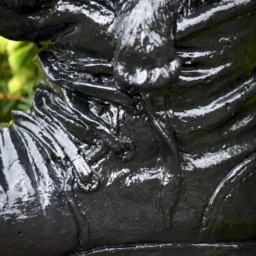Handcrafted Black Concrete Dog in Boot Statue Whimsical Garden Decor, Pet Memorial Tribute - thumbnail 4