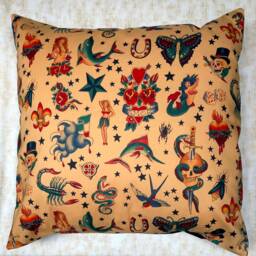 Great Tattoo Designer Fabric Cushion Cover Fits 18 - thumbnail 2