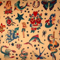 Great Tattoo Designer Fabric Cushion Cover Fits 18 - thumbnail 3