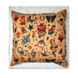 Great Tattoo Designer Fabric Cushion Cover Fits 18