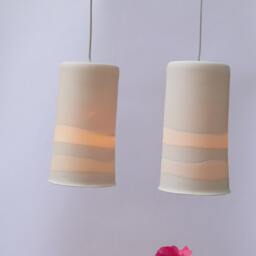 Porcelain Cylinder With Two Light Bars, Hanging Lamp - thumbnail 3