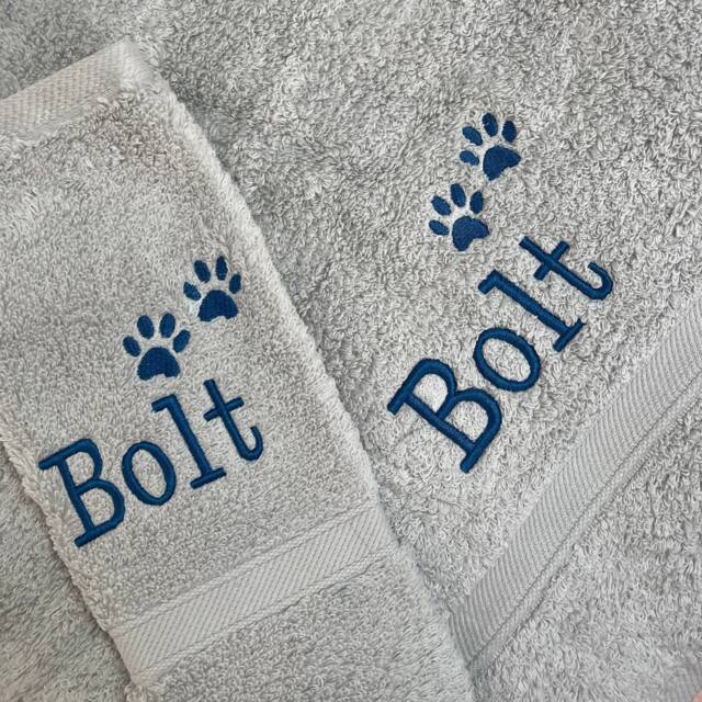 Personalised Embroidery Pet Towel - Dog Flannel Embroidery Bath Towel - image 1