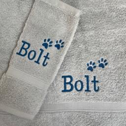 Personalised Embroidery Pet Towel - Dog Flannel Embroidery Bath Towel - thumbnail 2