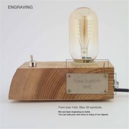 Wooden Edison Lamp - Oak Wood, Industrial Design - thumbnail 2