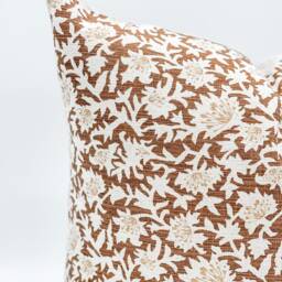 Floral Pillow Cover in Warm Brown & Tan, Cover, Boho Pillow, Decorative Throw For Fall, Farmhouse - thumbnail 2