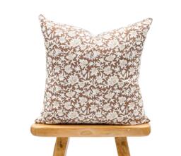 Floral Pillow Cover in Warm Brown & Tan, Cover, Boho Pillow, Decorative Throw For Fall, Farmhouse - thumbnail 1