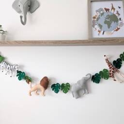 Safari Animal Garland, Safari Wall Decor, Jungle Nursery Elephant Nursery, Kids Bedroom Baby Shower Gift, Theme - thumbnail 2