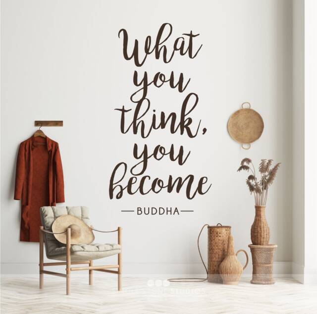 What You Think Become - Buddha Quote Vinyl Wall Decal Words Custom Home Decor - image 1