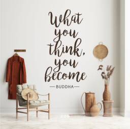 What You Think Become - Buddha Quote Vinyl Wall Decal Words Custom Home Decor - thumbnail 1