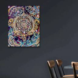 Cosmic Waves - Flower Of Life Original Painting/Unique Energised Customised Art On Canvas - thumbnail 3