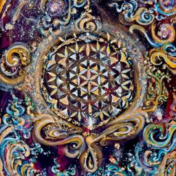 Cosmic Waves - Flower Of Life Original Painting/Unique Energised Customised Art On Canvas - thumbnail 2