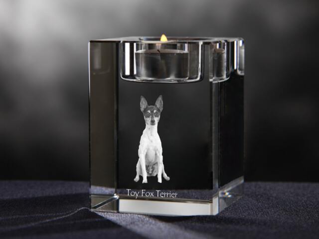 Toy Fox Terrier - Crystal Candlestick With Dog, Souvenir, Decoration, Limited Edition, Collection - image 1