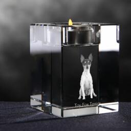 Toy Fox Terrier - Crystal Candlestick With Dog, Souvenir, Decoration, Limited Edition, Collection - thumbnail 2