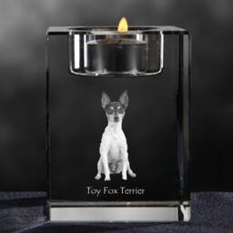 Toy Fox Terrier - Crystal Candlestick With Dog, Souvenir, Decoration, Limited Edition, Collection - thumbnail 3
