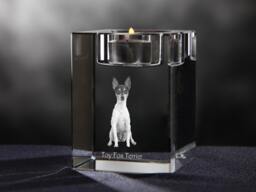 Toy Fox Terrier - Crystal Candlestick With Dog, Souvenir, Decoration, Limited Edition, Collection - thumbnail 1