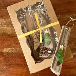 Handmade Driftwood Christmas Ornaments - Sea Glass & Shell Set - thumbnail 4