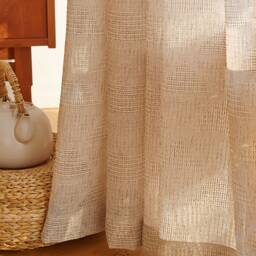 Rehan Linen Sheer Curtain, Custom Cotton Curtain Drapes, Extra Long For Bedroom & Livingroom, 1Pc - thumbnail 3