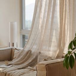 Rehan Linen Sheer Curtain, Custom Cotton Curtain Drapes, Extra Long For Bedroom & Livingroom, 1Pc - thumbnail 2