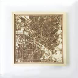 Dallas Wooden Map Art - Laser Cut Pinewood Framed 3D Wall Decor - thumbnail 1