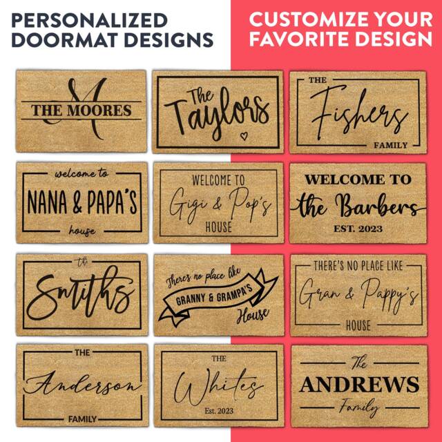 Personalized Doormat Designs - Customize Your Favorite Design Custom Door Mat Gift Family Name Rug For Grandparent - image 1