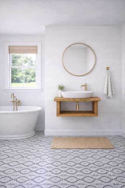 Rustic Floating Washstand Sink Unit Hand Crafted Bathroom Vanity Wooden Countertop Shelf - image 1