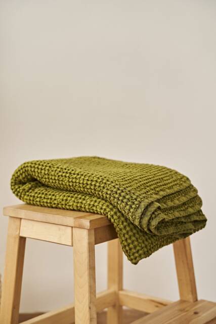 Large Linen Waffle Bath Towel Soft Cotton Blend, European Made - image 1