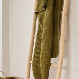 Large Linen Waffle Bath Towel Soft Cotton Blend, European Made - thumbnail 2