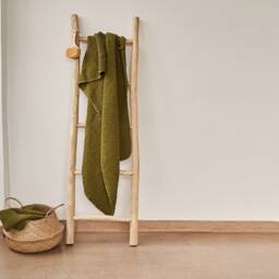 Large Linen Waffle Bath Towel Soft Cotton Blend, European Made - thumbnail 3