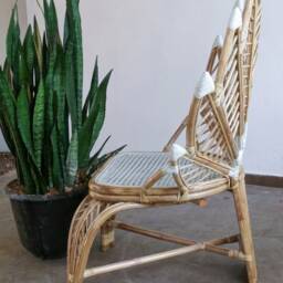 Handmade Lotus Leaf Style Rattan Wicker Chair Floral Design Elegant Bamboo Seat - thumbnail 4