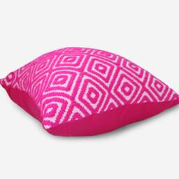 Magenta Pillow Cover Preppy Geometric Cushion, Handmade Cotton - thumbnail 3