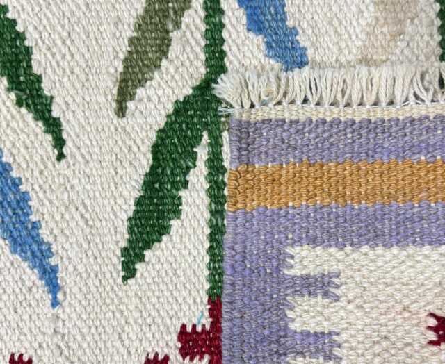 Personalized Handwoven Wool Kilim Rug Scandinavian Floral Design - image 1