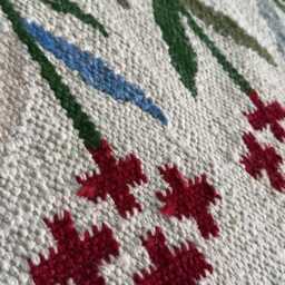 Personalized Handwoven Wool Kilim Rug Scandinavian Floral Design - thumbnail 4