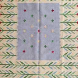 Personalized Handwoven Wool Kilim Rug Scandinavian Floral Design - thumbnail 2