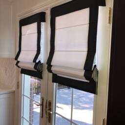 Custom White Roman Shade With Black Border, Window Treatment - thumbnail 2