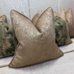 Gold Textured Cushion Cover - Self Piped Diana Pillow Cover, Beaumont Fabric, Home Decor Designer