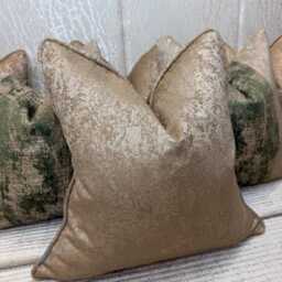Gold Textured Cushion Cover - Self Piped Diana Pillow Cover, Beaumont Fabric, Home Decor Designer - thumbnail 4