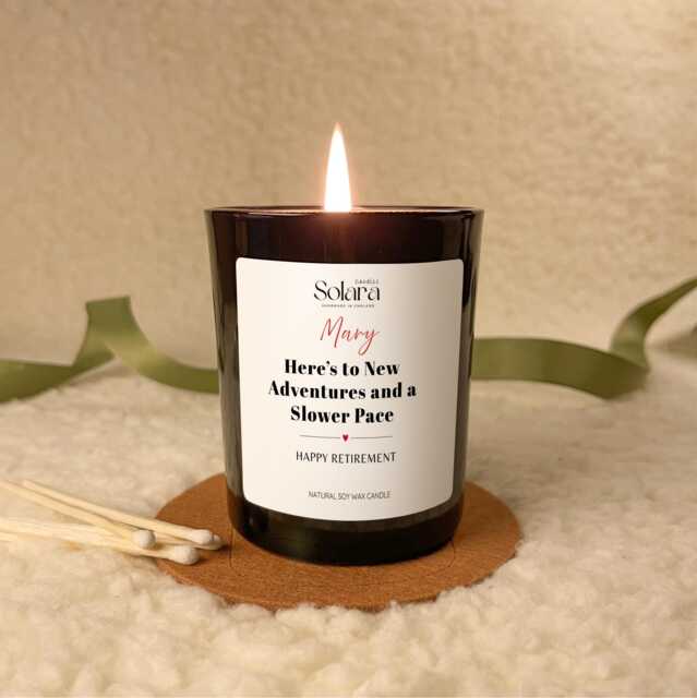Personalised Happy Retirement Candle Gift Set, New Chapter Keepsake, Office Farewell Gift, Staff Colleague Present - image 1