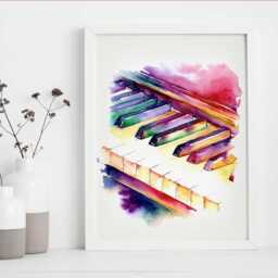 Colorful Piano Keys Watercolor Painting By Jamie Hansen - thumbnail 2