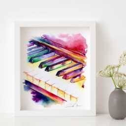 Colorful Piano Keys Watercolor Painting By Jamie Hansen - thumbnail 1