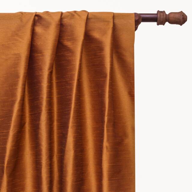 Dark Rust Faux Silk Curtain Panels, Art Curtains - Rod Pocket, Grommet, Box Pleat, Three Pinch Tab Top & Plain Ring Top - image 1