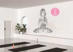 Meditating Yoga Vinyl Wall Decal Namaste Flower Art Decor - thumbnail 1