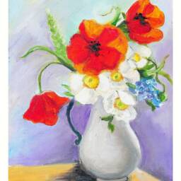Original Poppies Oil Painting, Square Contemporary Art, Made To Order - thumbnail 2