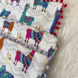 Hypoallergenic Handmade Llama Pillow With Pom Poms - thumbnail 4