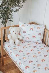 Colourful Rainbow Sheet, Soft Cotton Baby Crib Nursery Twin Bed Setting, Set - thumbnail 1