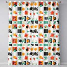 Abstract Starburst Shapes Geometric Colorful Seamless Pattern Readymade Eyelet Ring Top Thermal 100% Blackout Curtains - thumbnail 2