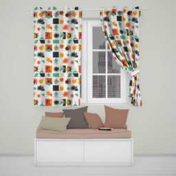 Abstract Starburst Shapes Geometric Colorful Seamless Pattern Readymade Eyelet Ring Top Thermal 100% Blackout Curtains - thumbnail 1