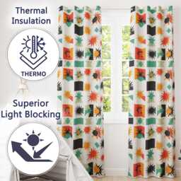 Abstract Starburst Shapes Geometric Colorful Seamless Pattern Readymade Eyelet Ring Top Thermal 100% Blackout Curtains - thumbnail 3