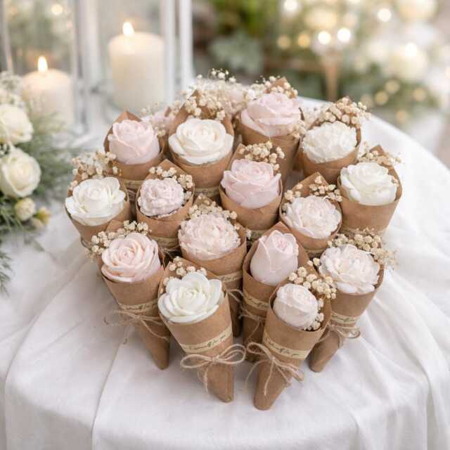 Rustic Flower Candle Favors - Soy Wax Wedding Bridal Shower Gifts Engagement Party Decor Bachelorette Eco Friendly - image 1