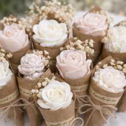 Rustic Flower Candle Favors - Soy Wax Wedding Bridal Shower Gifts Engagement Party Decor Bachelorette Eco Friendly - thumbnail 2