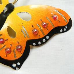 Set Of 3 Metal Butterfly Wall Hanging - Orange - thumbnail 3